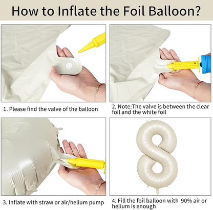 40 Inch Cream Number 8 Balloon, Digital 8 Cream White Giant 8 Foil Balloon - Image 8
