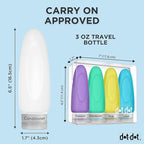 Dot&Dot Leak Proof TSA Approved Travel Bottles for Toiletries - 3oz Shampoo and Conditioner Travel Size Containers - Silicone With Labels