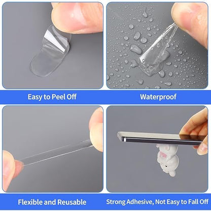 JANYUN 560 Pcs Double Sided Sticky Dots, 8 x 10 mm Square Clear Putty Tape | - Image 4