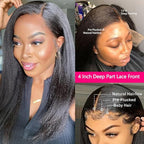 GOLFMAX Kinky Straight Human Hair Wigs 26 Inch 13x4 HD Transparent Glueless Wigs Human Hair Pre Plucked With Baby Hair Brazilian Yaki Straight Lace Front Wig
