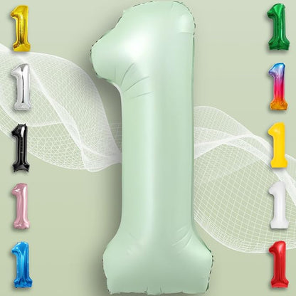 Green Number Balloon 1 Mylar Foil Balloons 32 inch - Image 3