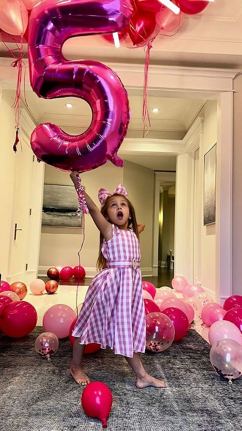Hot Pink Number 5 Balloon 40 Inch, 5th Birthday Decorations Men Women | Foil - Image 9