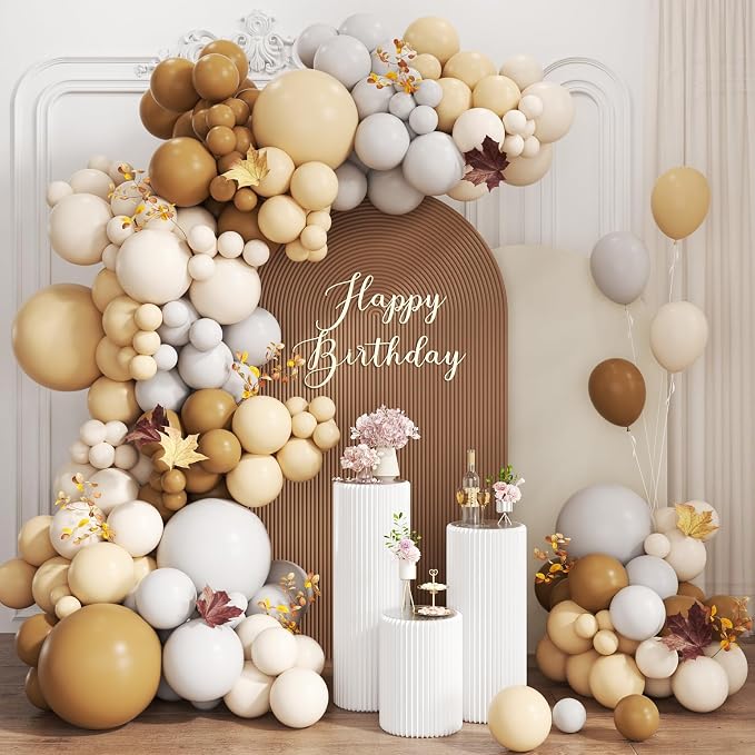 Boho Brown and White Balloon Garland Arch Kit by Unknown