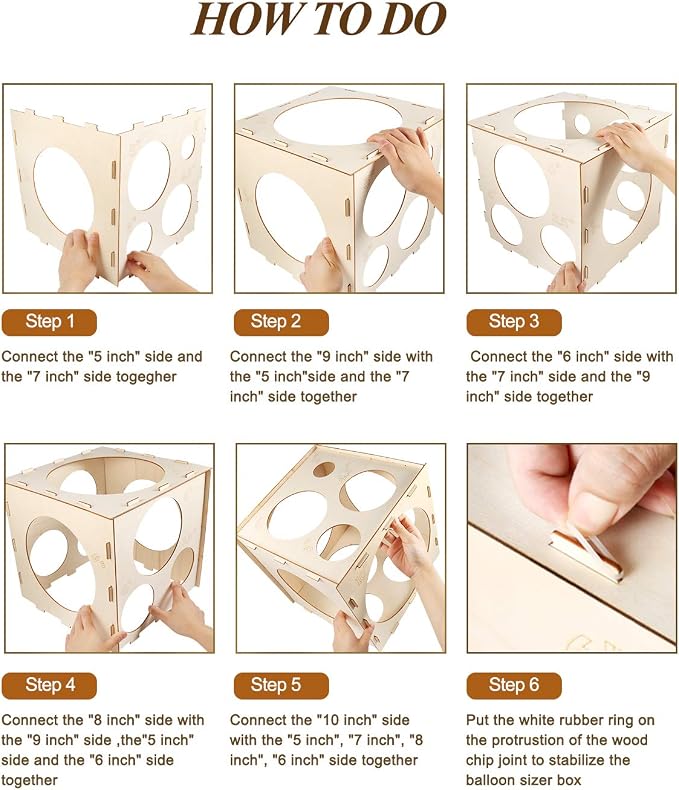Auihiay 12 Holes Wood Balloon Sizer Cube, Balloon Measure Box | Collapsible - Image 7