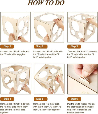 Auihiay 12 Holes Wood Balloon Sizer Cube, Balloon Measure Box | Collapsible - Image 7