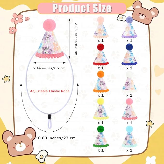 CANREVEL Mini Party Hats for Stuffed Animals Headwear, Birthday Hats - Image 2