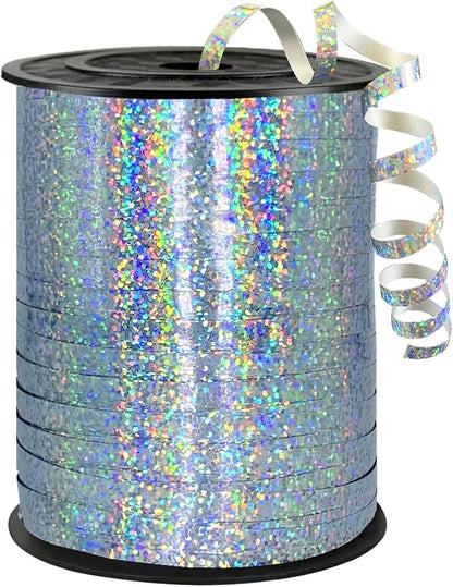 500 Yards Sliver Laser Curling Ribbon, 1/5" Holographic Curly Ribbons, Curling by Unknown