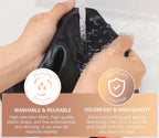 mikimini Black Shower Cap, Double Layers Waterproof Bathing Hair Cap with Reusable Soft Comfortable PEVA Lining, Cute, Non-fading & Stretchy Shower Hat Medium (Pack of 1) Black + Orange