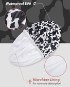 Auban Shower Cap, Shower Cap for Women Terry Cloth Lined EVA Exterior Reusable Double Layer Waterproof, Large Bath Hair Cap for All Hair Lengths, Hotel Travel Essentials Accessories Deep Conditioning