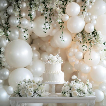 RUBFAC White Balloons Different Sizes Pearl White Balloon Arch Kit 129pcs | - Image 7