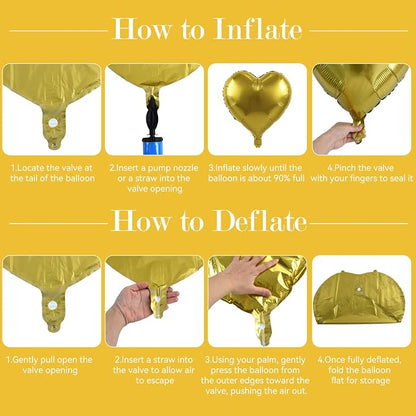 TONIFUL 15 Pack 18 Inch Matte Gold Heart Foil Balloons – Metallic Mylar Heart - Image 6