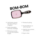 BOM BOM 2 Unit Kit, Wet And Dry Vented Detangling Hair Brush For All Hair Types, Light Weight Hairbrush, Scalp Massage Brush (Light pink black)