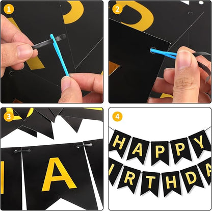 Black Gold Happy Birthday Banner, Happy Birthday Decorations Hanging Birthday - Image 7