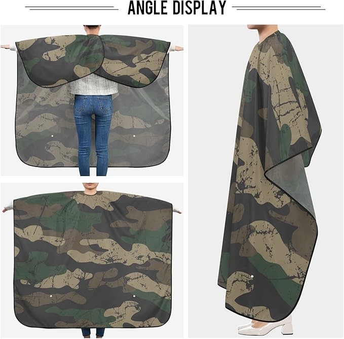 ALAZA Vintage Camouflage Barber Cape for Men Women, Waterproof Haircut Apron Beard Shaving Bib Hair Cutting Cloth 55 x 65 Inch