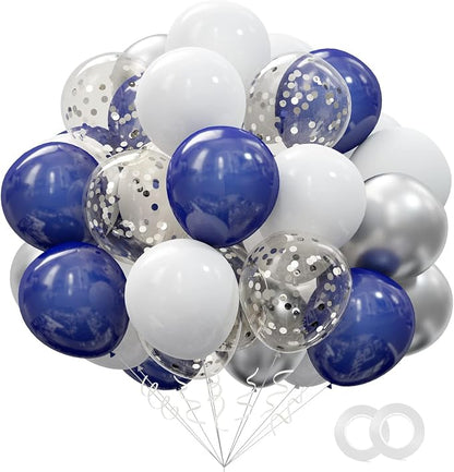 62pcs Silver Navy Blue Balloons Kit by OuMuaMua