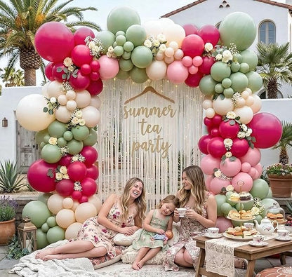 Hot Pink Sage Green Balloon Garland Arch Kit Double Stuffed | Dusty Olive Green - Image 7
