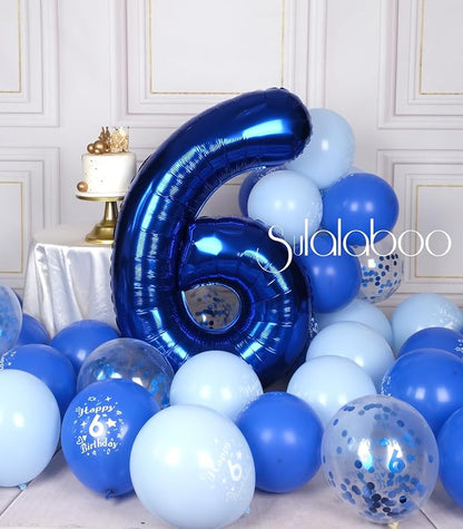 40 Inch Navy Blue Big Number 6 Balloon 0-9 Large Helium | Royal Blue 6th Foil - Image 3
