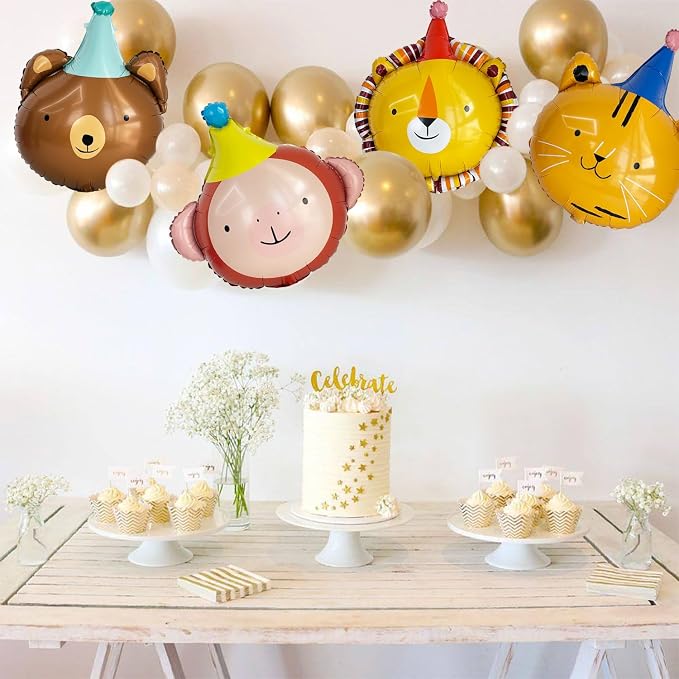Animal Head Foil Balloon Kit, Lion Bear Monkey Cat foil balloon, Birthday Party - Image 6