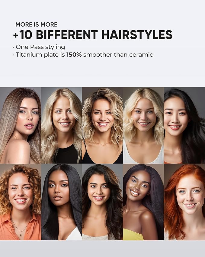VANESSA PRO Flat Iron Hair Straightener, 100% Pure Titanium Flat Iron for One Pass to Achieve a Sleek Look, Curls Beautifully & Straightens Well - 1 inch