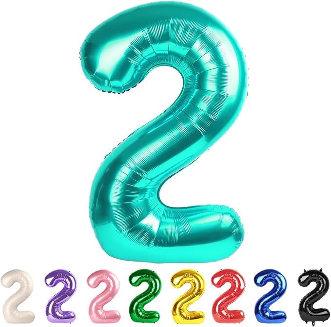 2 Balloon Numbers 40Inch Blue Green Party Decorations by Mluchee