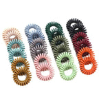 Spiral Hair Ties, 24 Pcs TPU No Crease Coil Hair Elastics, Multi-Color Matte, No Damage for Thick/Thin Hair, Hair scrunchies Ponytail Hlolders for Women Girls Kids (12 Colors)