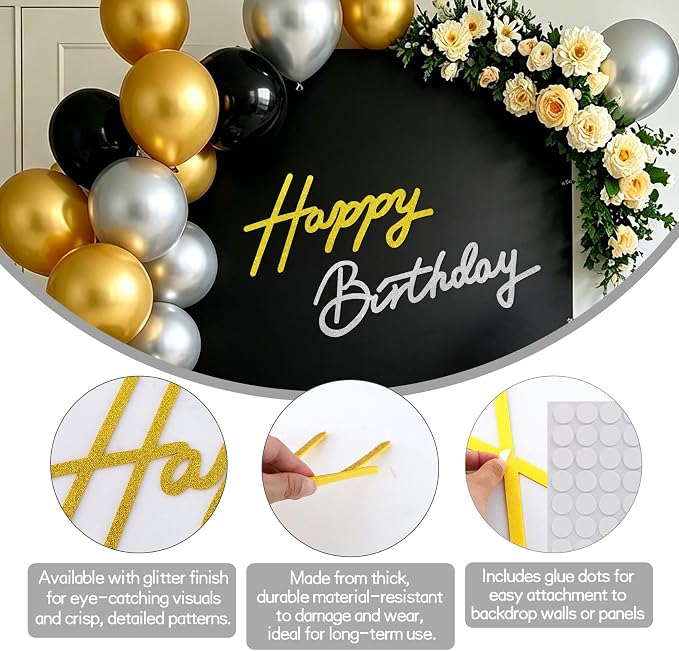 TONIFUL Happy Birthday Sign for Backdrop - Image 2