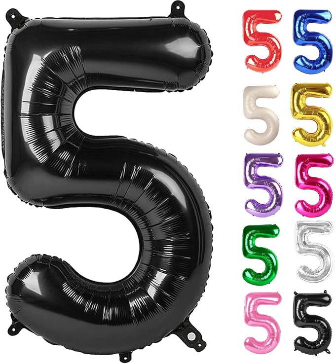 Black Number 5 Balloon 40 Inch by IWERP