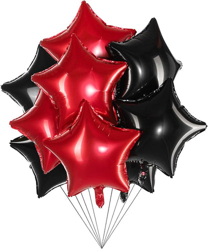 18" Red Black Big Balloons Star Foil Mylar Helium Balloons by Adeer