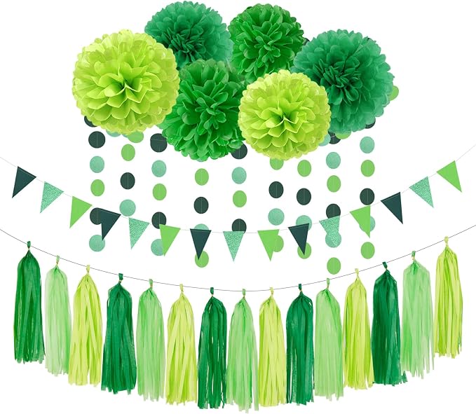 Green Party Decorations Tissue Pom-Poms by OURUOLA