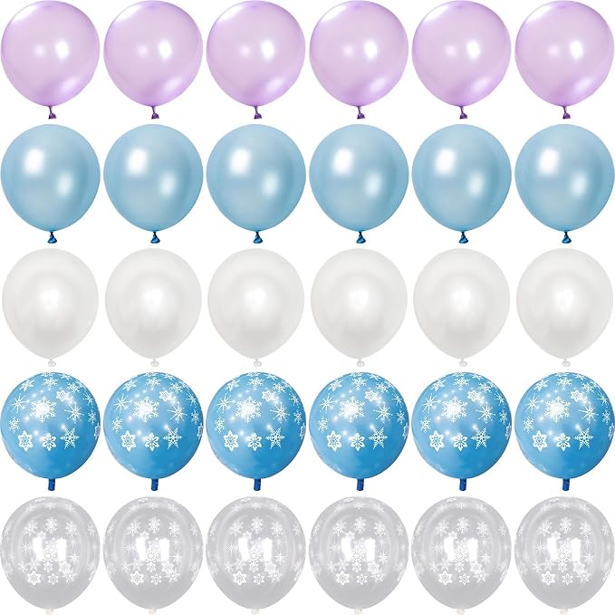 Pearl Purple and Blue Balloons 50pcs, Winter Wonderland Pearl Purple Blue White - Image 8