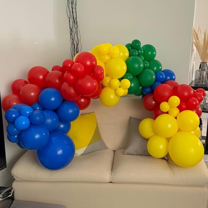 Red Yellow Blue Balloons, 12 Inch Carnival Circus Balloon, Matte Blue Yellow - Image 6