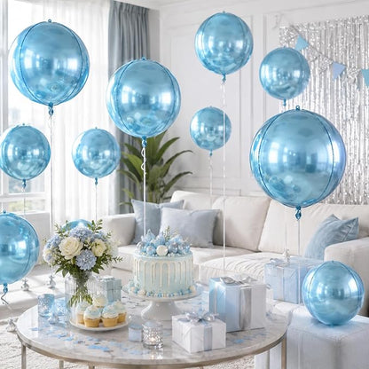 10Pcs Light Blue Round Foil Balloons, Metallic Light Blue Foil Baloon - Image 6