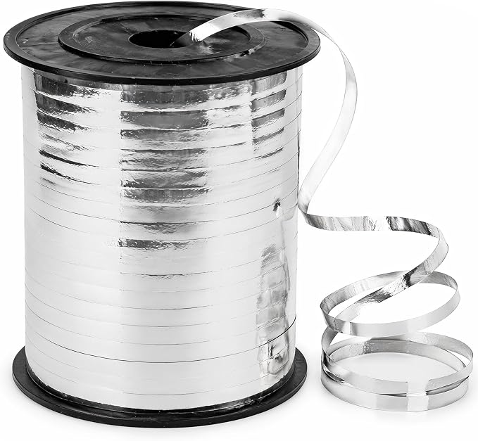 500 Yards Curling Ribbon, 1/5 Inch Shiny Silver Ribbon, Balloon String by YCDMLJC