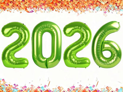 40 Inch Light Green Balloons 2026, New Years Eve Decorations Foil Balloons 2026 by Upgesy