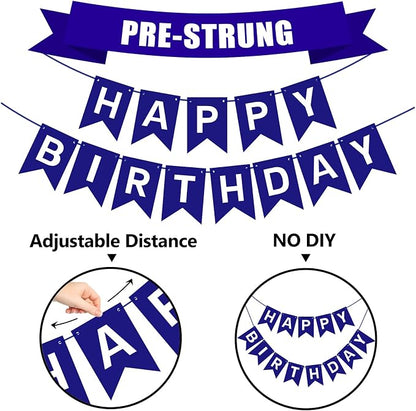 Pre-Strung Navy Blue Happy Birthday Banner Signs Party Decorations - Image 3