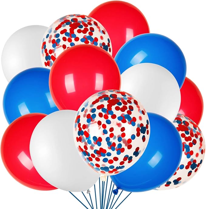 80 PCS Red White Blue Balloons 12 in by JOYYPOP