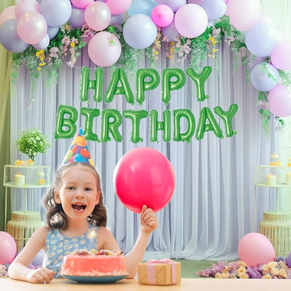 Green Happy Birthday Balloons Banner 16 Inch Mylar Foil Letters, Inflatable - Image 4