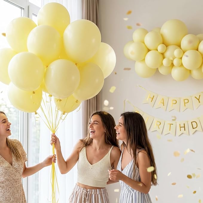 50pcs 12 Inch Matte Pastel Yellow Latex Balloons | Premium Light Yellow Party - Image 4