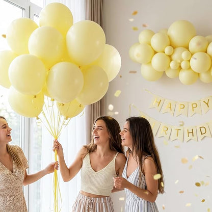 50pcs 12 Inch Matte Pastel Yellow Latex Balloons | Premium Light Yellow Party - Image 4
