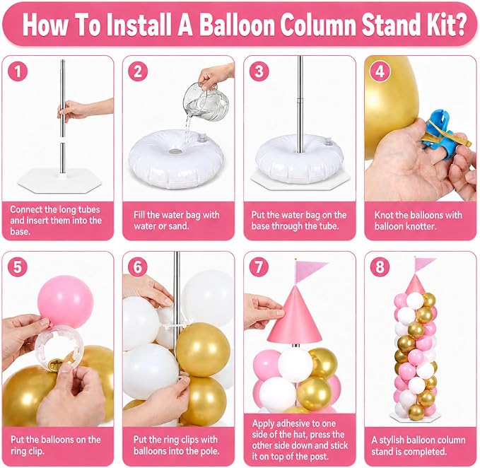 2 Sets Pink Princess Castle Balloon Column Stand Kit - Image 5