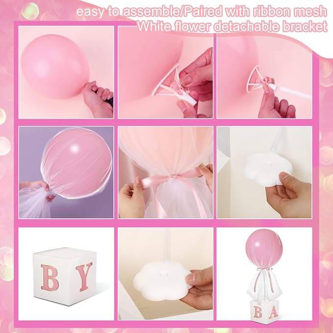 6 Set 24'' Pink Gold Tulle Tutu Balloon - Image 4
