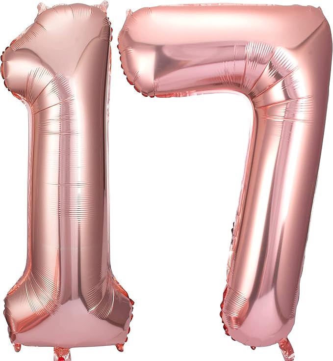 Jonhamwelbor 17 Number Balloons Rose Gold Big Giant Jumbo Number 17 or 71 Foil by Jonhamwelbor