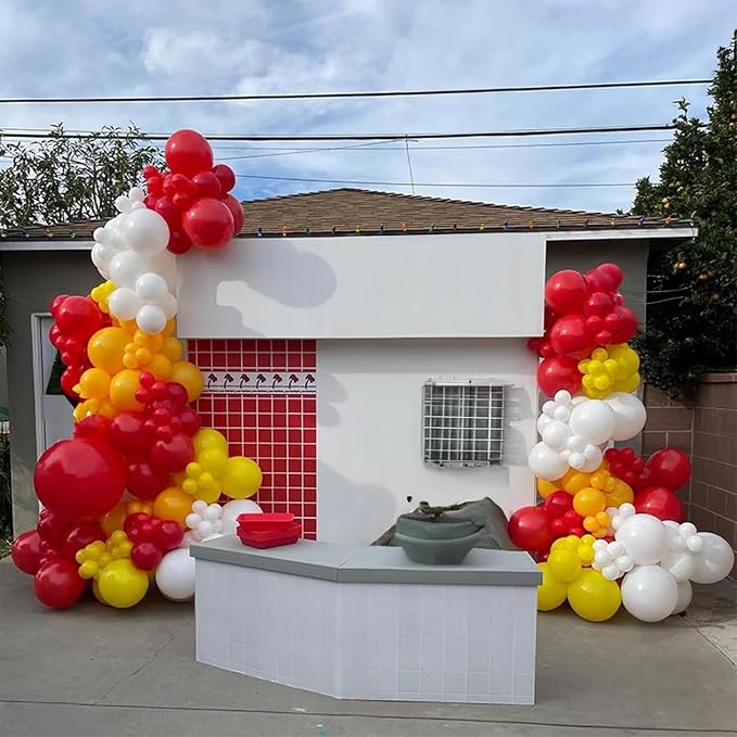 BBQ Balloon Garland Arch Kit Hot Dog Red Yellow Orange Latex Balloons - Image 4