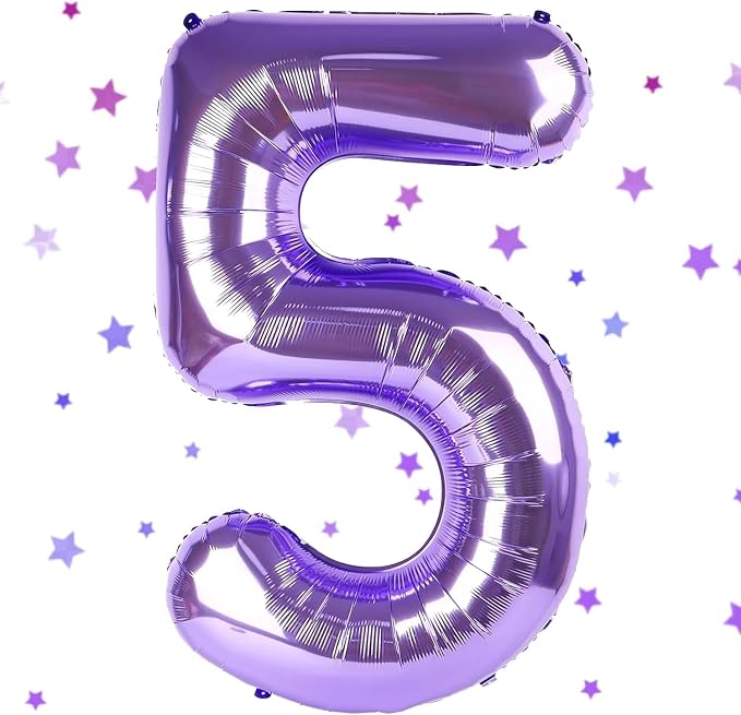 Purple Number Balloons, 40 Inch Purple Balloon 5.5 Helium Balloon 5th Birthday by Yeodong