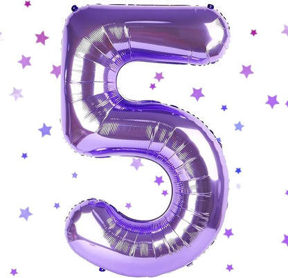 Purple Number Balloons, 40 Inch Purple Balloon 5.5 Helium Balloon 5th Birthday by Yeodong
