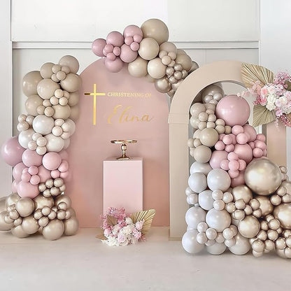 Dusty Pink Balloon Arch Kit, Boho Retro Blush Pink Champagne Gold White Latex - Image 4