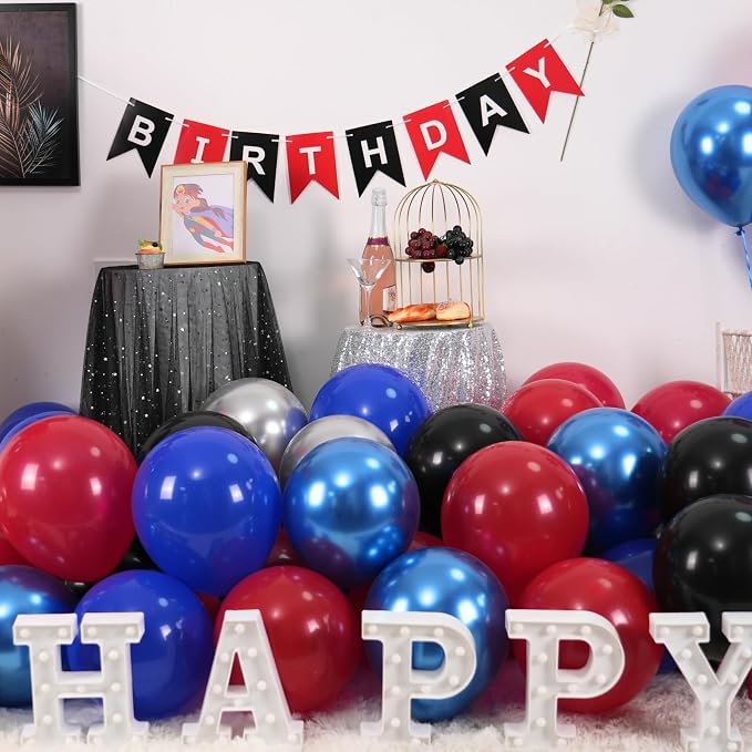 Paready Red Black Blue Balloons Set - Image 2