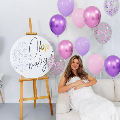 68Pcs Pink and Purple Balloons 12 Inch Metallic Purple Pink Latex Balloon - Image 6