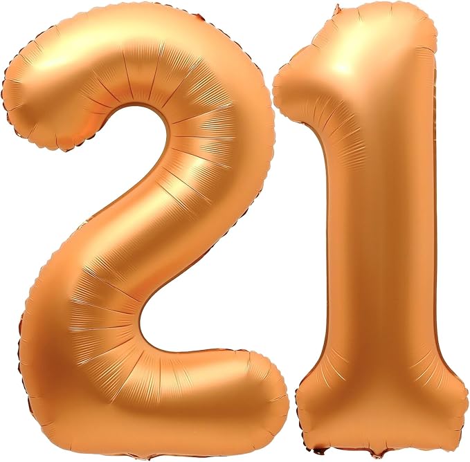 21 Balloon Number, 40 Inch Orange Foil Balloons Giant Jumbo Helium Number 21 or by VHUWE