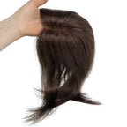 8x11cm Breathable Hair Topper, 12 inches 35g 120% Density Real Human Hair, 3 Non-Slip BB Clips, Wearable on Left, Right & Middle Part, Versatile Styling for Hair Loss & Volume Boost (Brown)